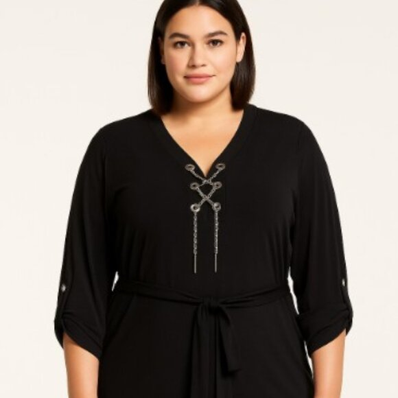 Michael Michael Kors Women’s Plus 3X Black Chain Lace-Up Dress NWT $130 - Picture 2 of 10